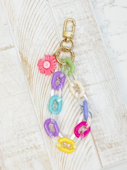 adjustable leather bracelet for casual wear with charms-Acrylic Bracelet Key Ring - Light Multi