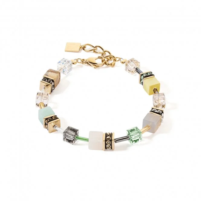 boho-style silver bracelet with turquoise and beads-GeoCUBE® Iconic Precious Multicolour Gentle Bracelet 4905/30-1576