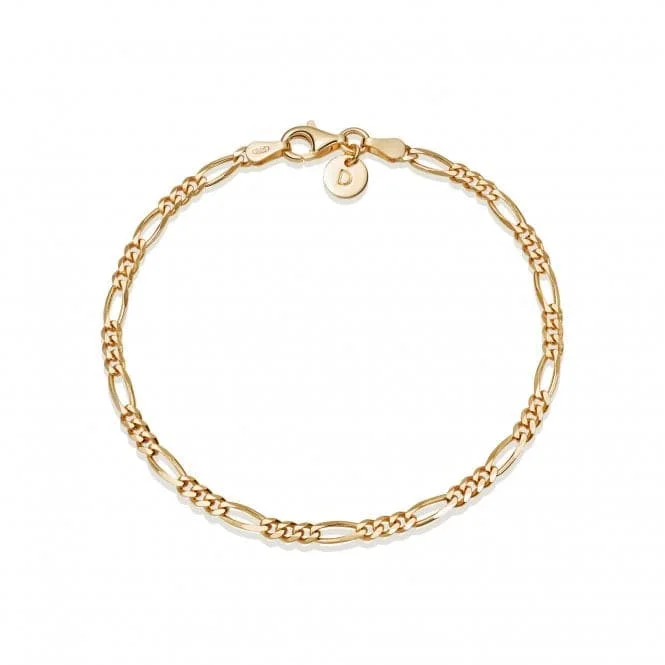 gold bracelet with engraved initials for romantic gift-Essentials Figaro Chain 18ct Gold Plated Bracelet BRSL_GP