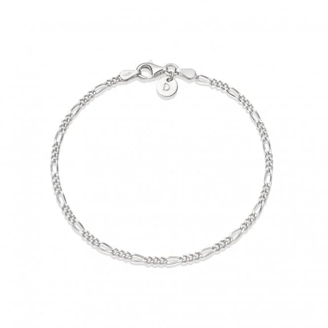 stackable silver bracelet with meaningful charms for her-Essentials Fine Figaro Chain Chain Recycled Sterling Silver Bracelet BRFIG_SLV