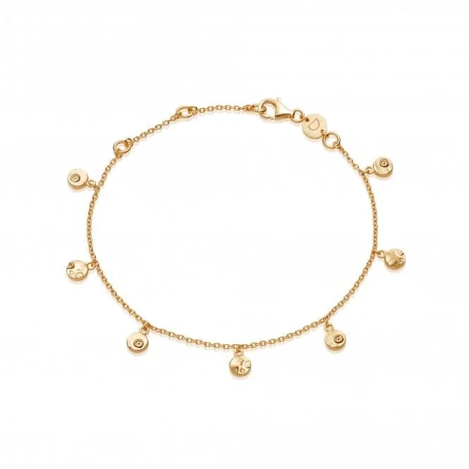 stackable silver bracelet with meaningful charms for her-Isla Fossil Charm 18ct Gold Plated Bracelet SBR02_GP