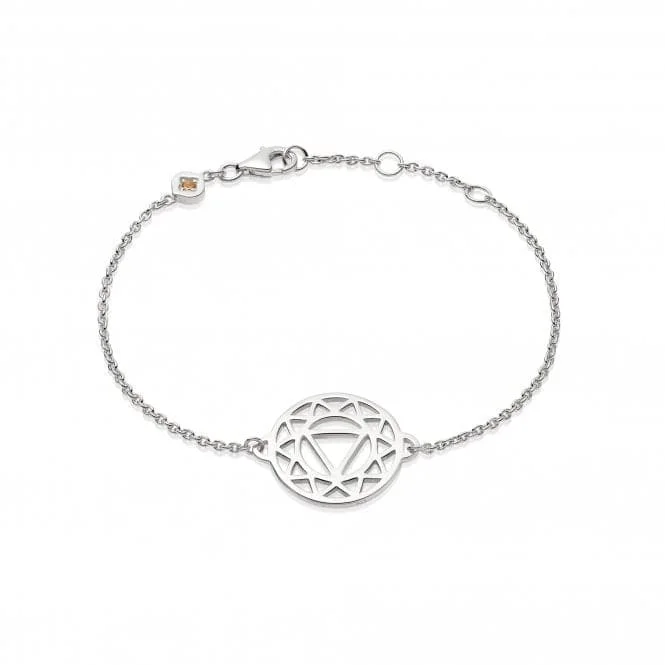 custom silver bracelet for wedding anniversary with engraving-Solar Plexus Chakra Chain - Silver Bracelet CHKBR1010