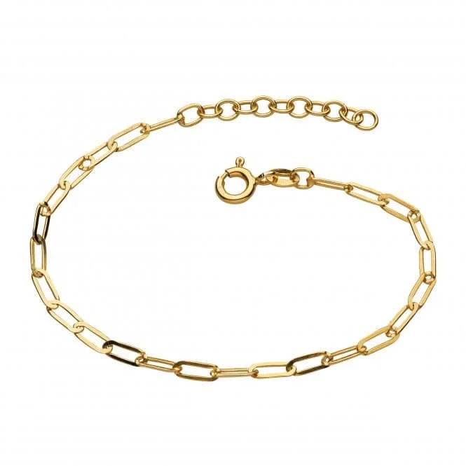 women’s gold bracelet with heart-shaped gemstone for gift-Paperclip Link Chain 7" Gold Plated Bracelet 76812GD