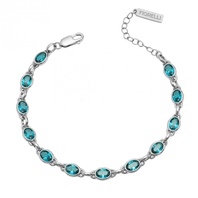 custom bracelet with family crest and initials-Aqua Nano Crystal Bracelet B5383T