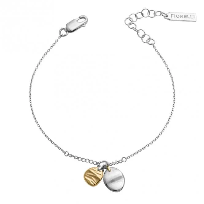 silver bracelet with engraved coordinates for treasured moments-Ripple Effect Plain Yellow Gold Plating Disc Bracelet B5385