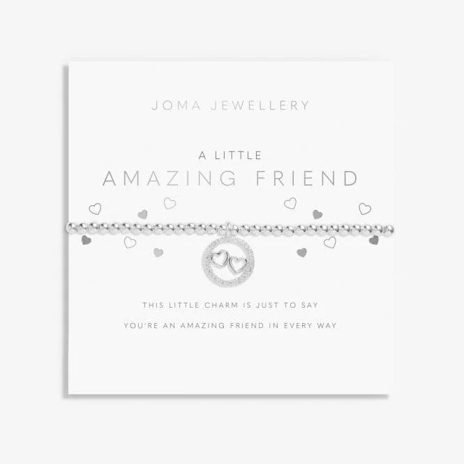 personalized charm bracelet with engraved word for inspiration-Amazing Friend Silver 15.5cm Stretch Bracelet C706