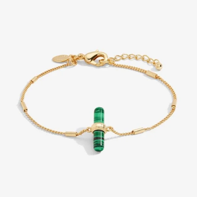 gold bracelet with simple charm for minimalists-Aura Malachite Bar Gold 18cm + 3cm Extender Bracelet 6296