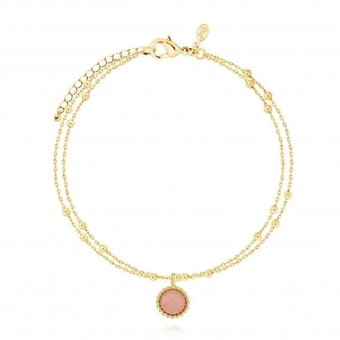 gold bracelet with personalized engraving for her-Capri Rose Quartz Gold 18cm + 3cm Extender Bracelet 4488