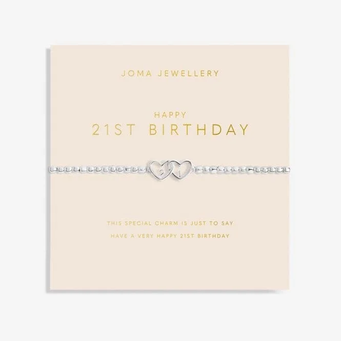 silver bracelet with sparkling gemstones for luxury gift-Forever Yours Happy 21St Birthday Silver 17.5cm Bracelet 6160