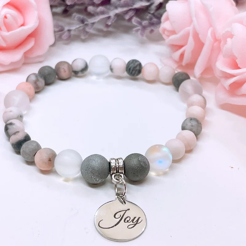 silver bracelet with spiritual charm for healing-Joy Companion Charm Bracelet Druzy