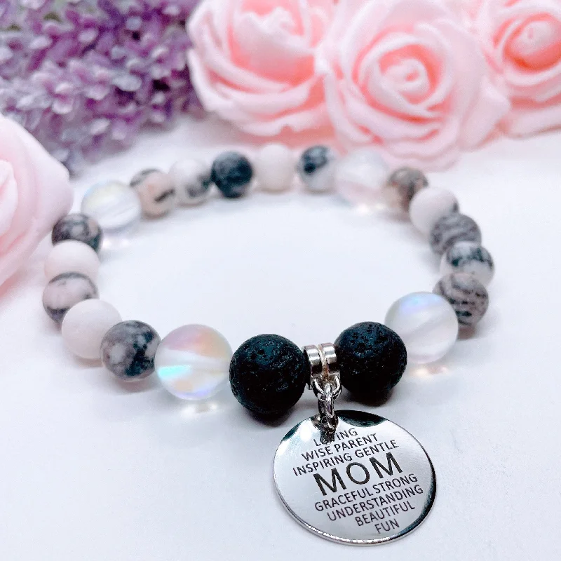 silver bracelet with angel charm for protection and peace-Mom Sentiments Classic Charm Bracelet Lava