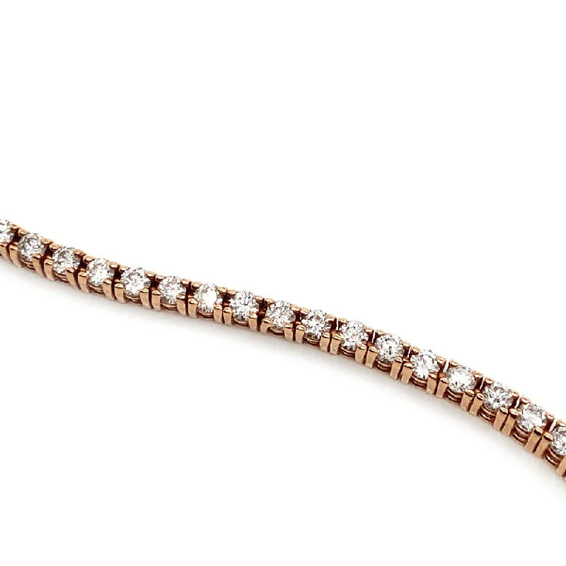 silver bracelet with engraved initials for her special day-Rose Gold & Diamond Tennis Bracelet- "Grace Mae"