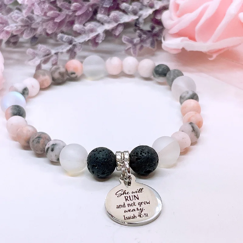 custom bracelet with spiritual charms for inner peace-She Will Run and Not Grow Weary Companion Charm Bracelet Lava