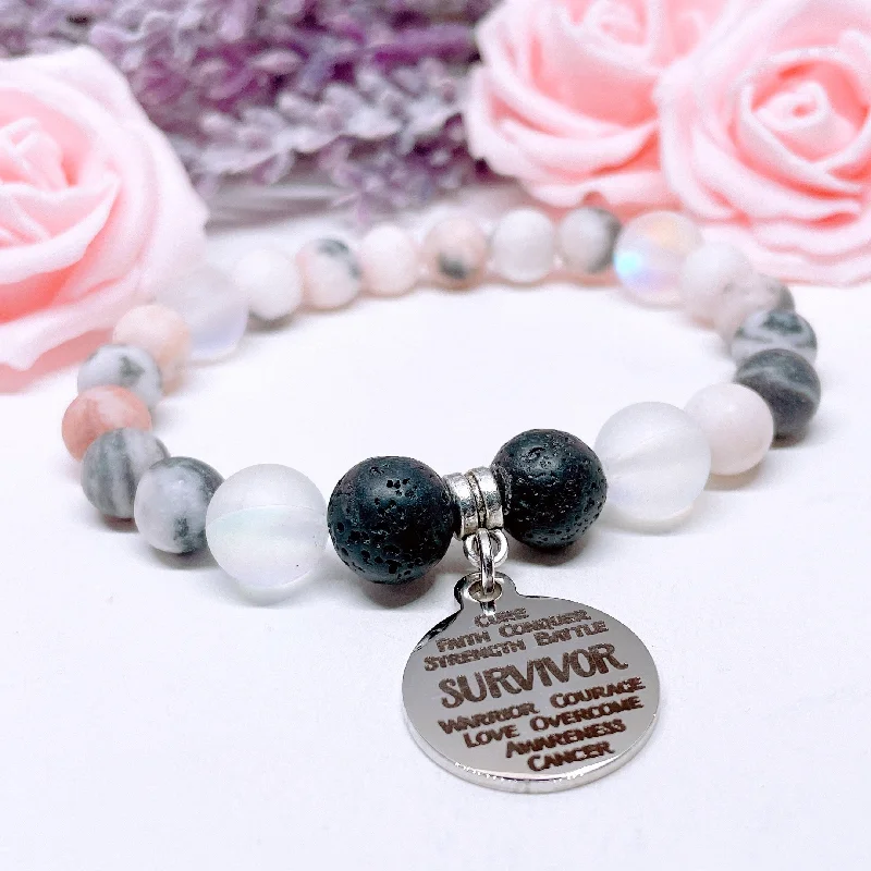 personalized bracelet for mom with engraved initials-Survivor Sentiments Classic Charm Bracelet Lava