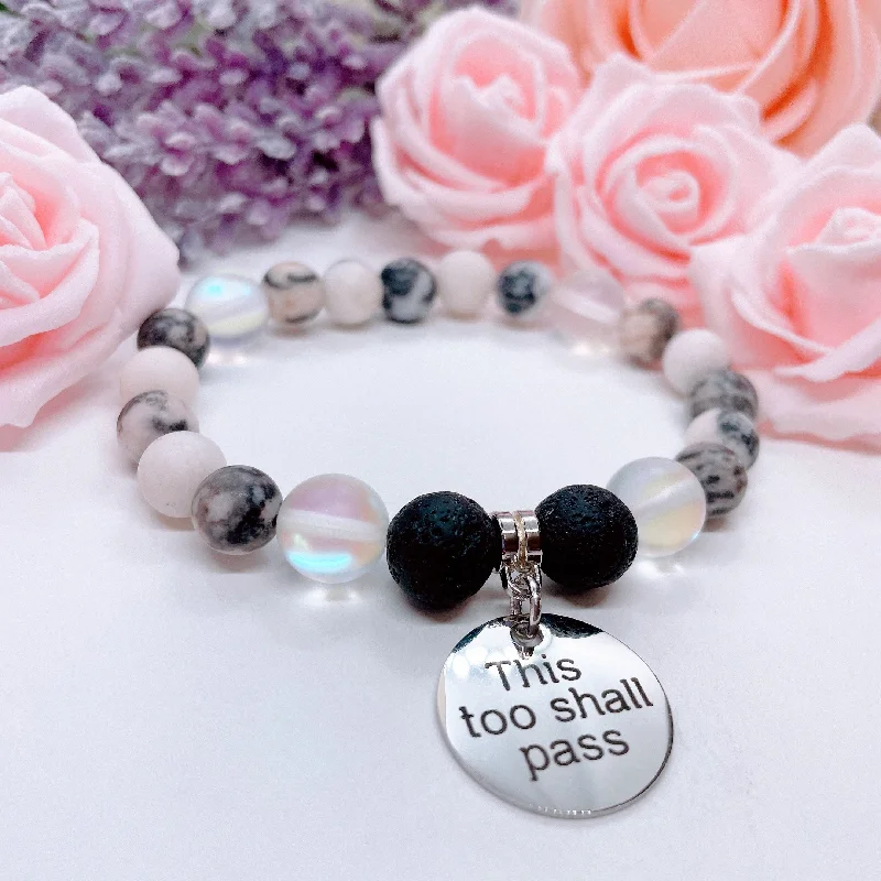 custom bracelet with family crest and initials-This Too Shall Pass Classic Charm Bracelet Lava