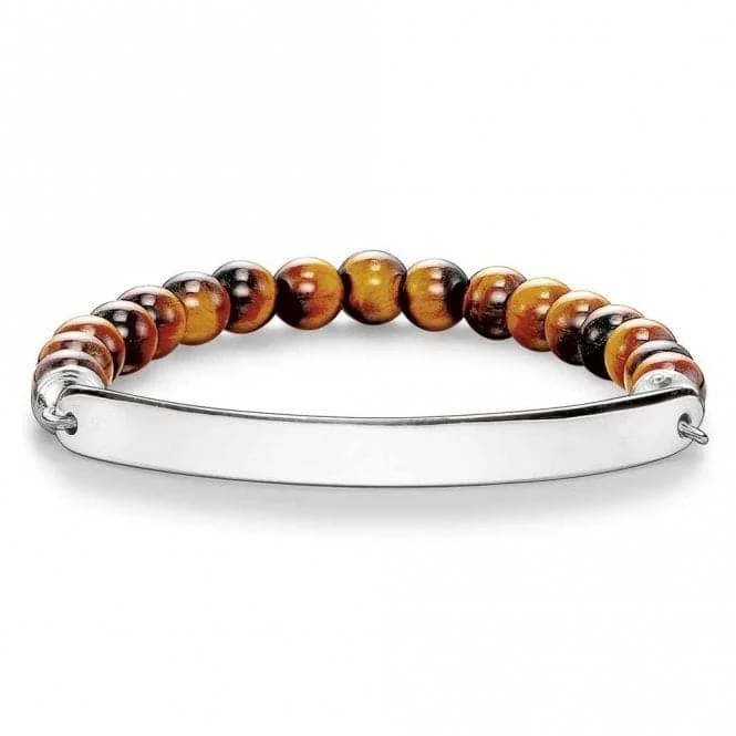 personalized silver bracelet for mother with children’s names-Thomas Sabo Tigers Eye Bracelet LBA0014-045-2