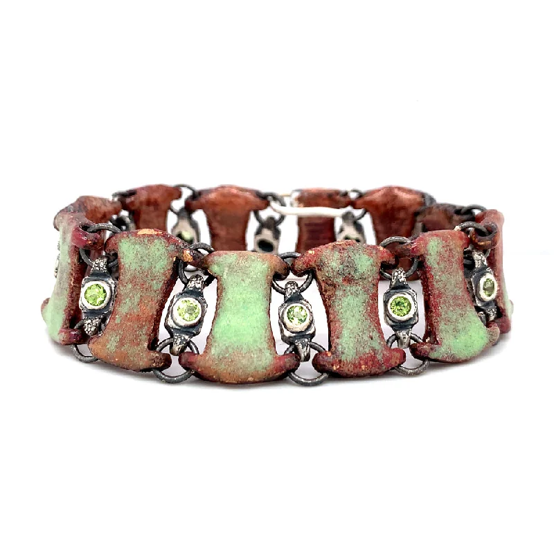 adjustable leather bracelet for men with message-Peridot Byzantine Link Bracelet - "Virtus"