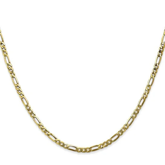 personalized name bar necklace silver -10KT YELLOW GOLD 2.75MM FLAT FIGARO CHAIN NECKLACE - 6 LENGTHS