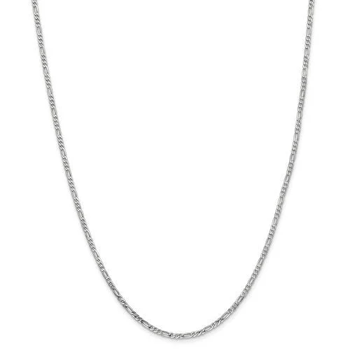 dainty gold pendant necklace with charm -14KT GOLD 2.25MM FLAT FIGARO CHAIN NECKLACE- 4 ENGTHS