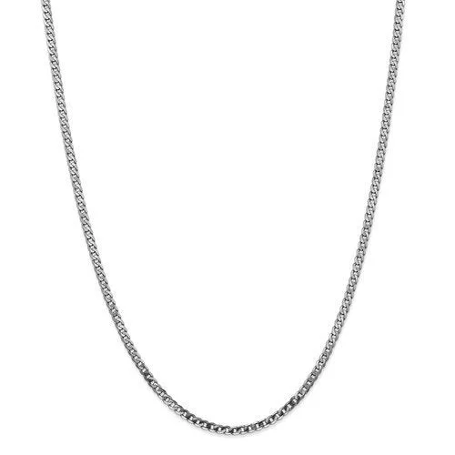 trendy pendant necklace with initials -14KT GOLD 2.9MM FLAT BEVELED CURB CHAIN NECKLACE - 5 LENGTHS