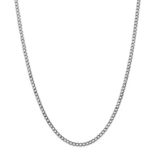 crystal bar pendant necklace gold -14KT GOLD 3.35MM SEMI SOLID CURB CHAIN NECKLACE 4 LENGTHS