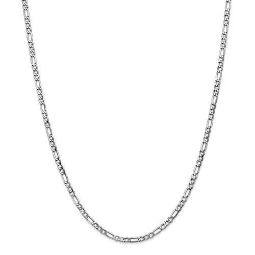 luxury pendant necklace gold for women -14KT GOLD 3.5MM SEMI SOLID FIGARO CHAIN NECKLACE - 4 LENGTHS