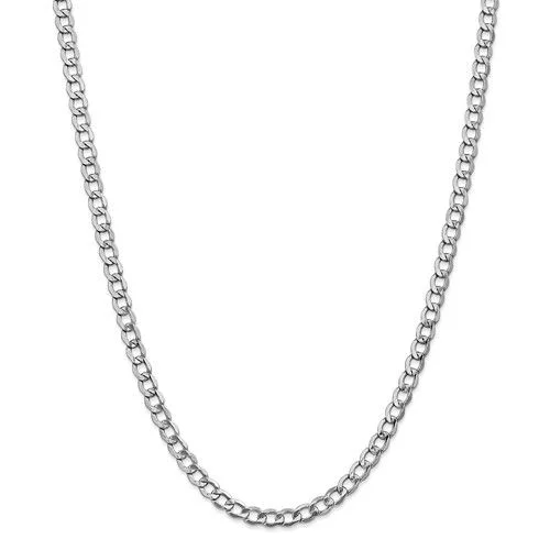 silver pendant necklace with gemstone -14KT GOLD 5.25MM SEMI SOLID CURB CHAIN NECKLACE- 4 LENGTHS