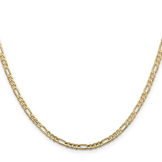 gold infinity pendant necklace silver -14KT YELLOW GOLD 3MM CONCAVE OPEN FIGARO CHAIN NECKLACE - 5 LENGTHS