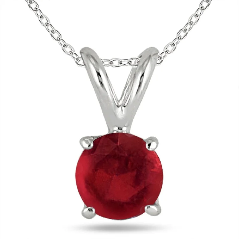 personalized bar necklace with crystal -5MM All Natural Round Ruby Stud Pendant in .925 Sterling Silver