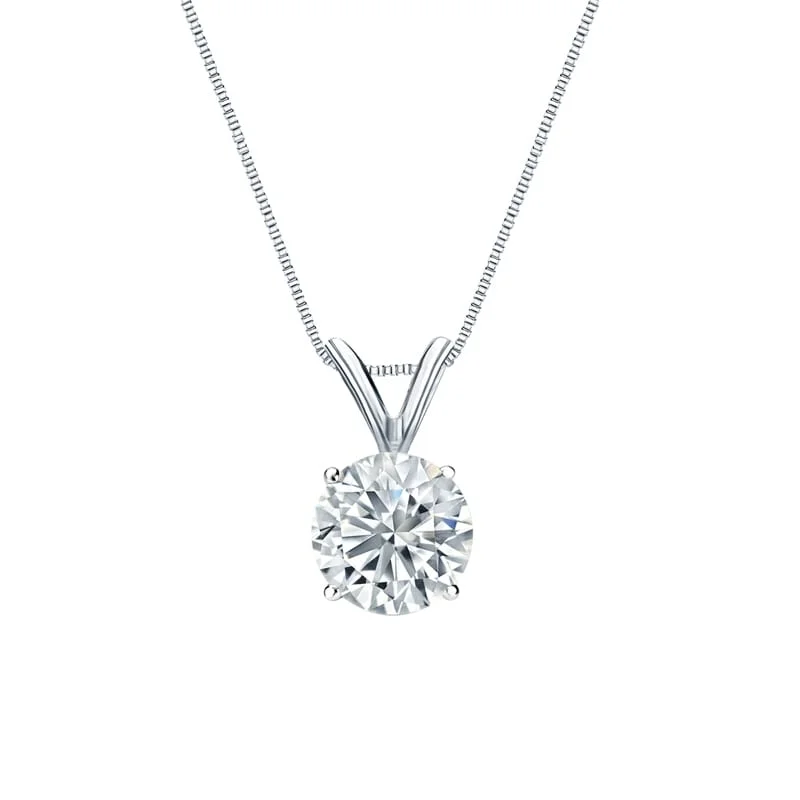 custom infinity pendant necklace silver -Auriya 14-karat Gold 0.75ctw Round Solitaire Lab Grown Diamond Necklace 4-Prong Basket (F-G VS) - 0.75