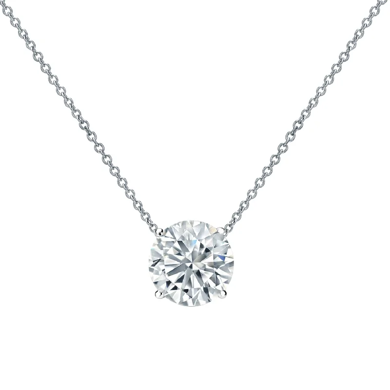 custom pendant necklace with crystal -Auriya 14-karat Gold 2.25ctw Round Solitaire Lab Grown Diamond Necklace 4-Prong (F-G VS) - 2.25