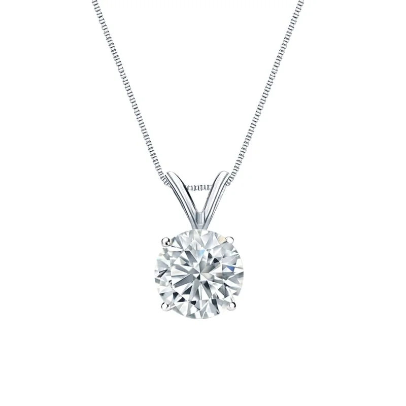 long crystal pendant necklace -Auriya 14-karat Gold 2.50ctw Round Solitaire Lab Grown Diamond Necklace 4-Prong Basket (F-G VS) - 2.5