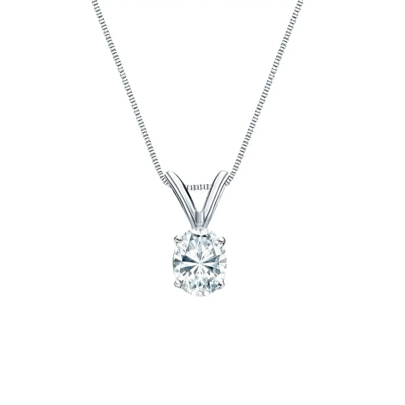 dainty star pendant necklace silver -Auriya 14k Gold 0.38ctw Oval Solitaire Lab Grown Diamond Necklace 4-Prong Basket (H-I VS) - 0.38