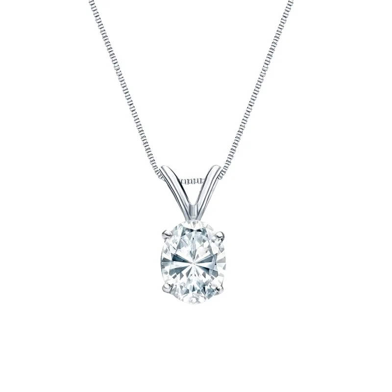 unique crystal pendant necklace silver -Auriya 14k Gold 0.75ctw Oval Solitaire Lab Grown Diamond Necklace 4-Prong Basket (F-G VS) - 0.75