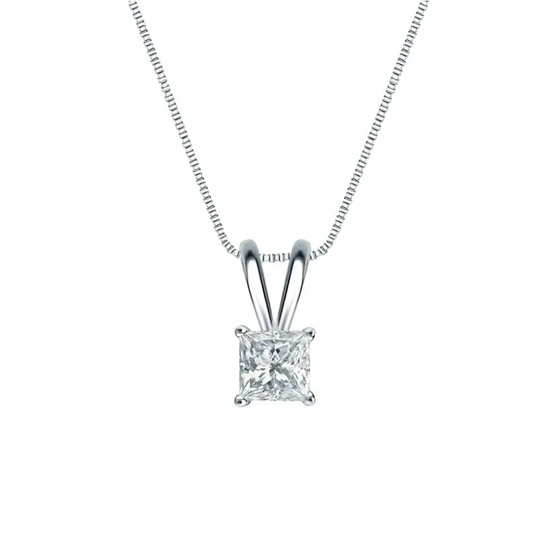 handmade silver pendant necklace -Auriya 18-karat Gold 0.30ctw Princess Solitaire Lab Grown Diamond Necklace 4-Prong Basket (D-E VVS) - 0.3