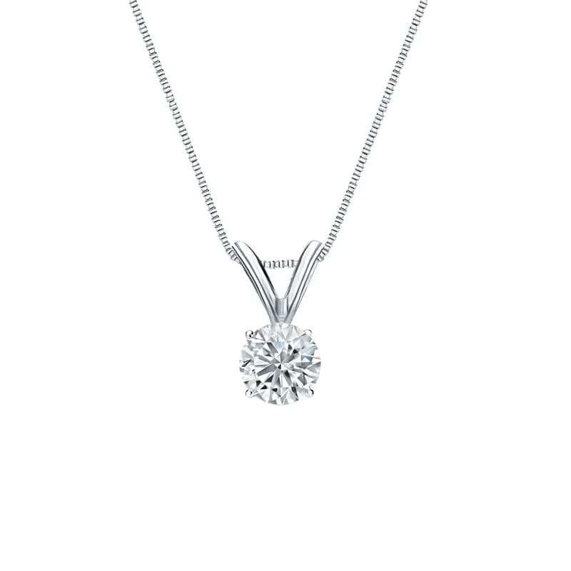 custom gemstone necklace with pendant silver -Auriya 18-karat Gold 0.30ctw Round Solitaire Lab Grown Diamond Necklace 4-Prong Basket (H-I VS) - 0.3