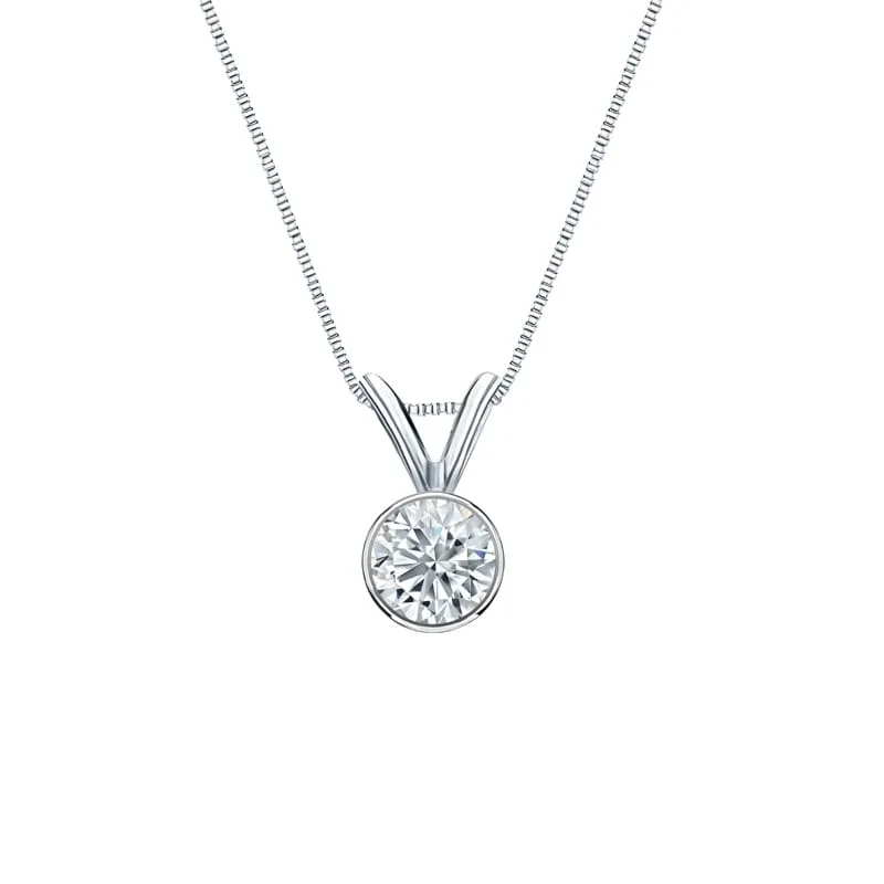 long crystal pendant necklace -Auriya 18-karat Gold 0.30ctw Round Solitaire Lab Grown Diamond Necklace Bezel (H-I VS) - 0.3