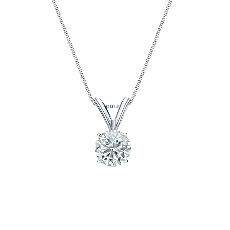 trendy silver heart pendant necklace -Auriya 18-karat Gold 0.38ctw Round Solitaire Lab Grown Diamond Necklace 4-Prong Basket (D-E VVS) - 0.38