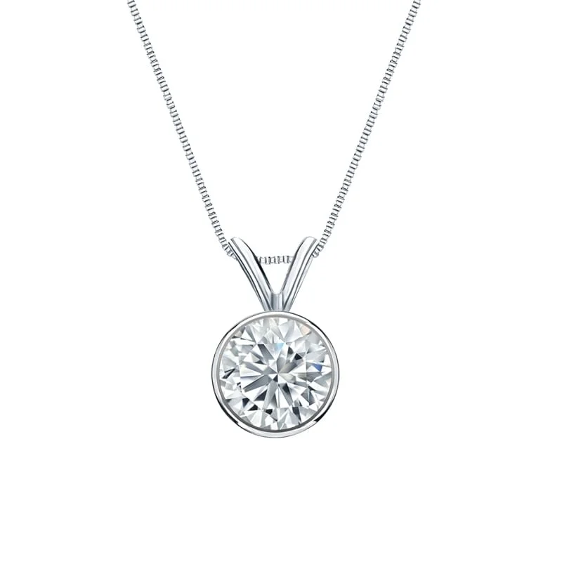 custom necklace with gold pendant -Auriya 18-karat Gold 0.75ctw Round Solitaire Lab Grown Diamond Necklace Bezel (F-G VS) - 0.75