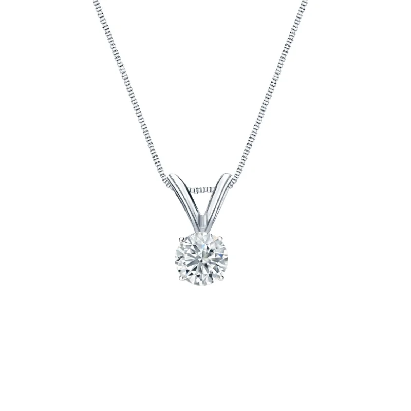 custom engraved pendant for necklace -Auriya Platinum 0.20ctw Round Solitaire Lab Grown Diamond Necklace 4-Prong Basket (D-E VVS) - 0.2