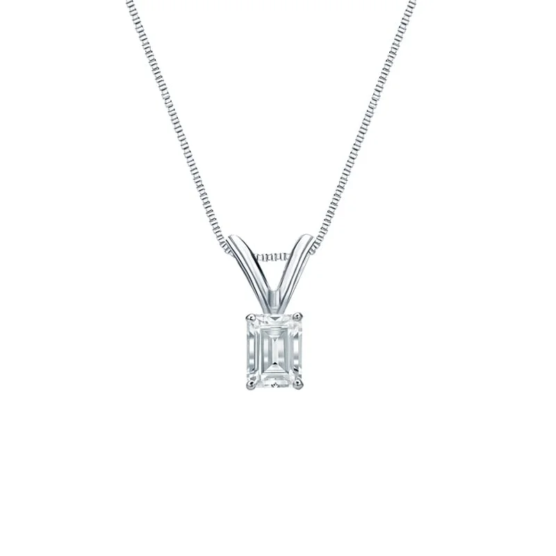 handmade pendant necklace with charm -Auriya Platinum 0.25ctw Emerald Solitaire Lab Grown Diamond Necklace 4-Prong Basket (H-I VS) - 0.25