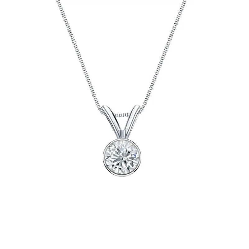 dainty pendant necklace for brides -Auriya Platinum 0.25ctw Round Solitaire Lab Grown Diamond Necklace Bezel (H-I VS) - 0.25