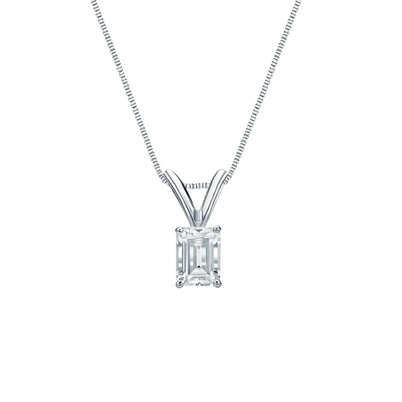 women’s pendant necklace with crystal -Auriya Platinum 0.45ctw Emerald Solitaire Lab Grown Diamond Necklace 4-Prong Basket (H-I VS) - 0.45