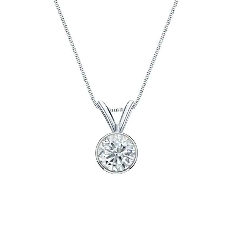 handmade pendant necklace with charm -Auriya Platinum 0.45ctw Round Solitaire Lab Grown Diamond Necklace Basket (D-E VVS) - 0.45