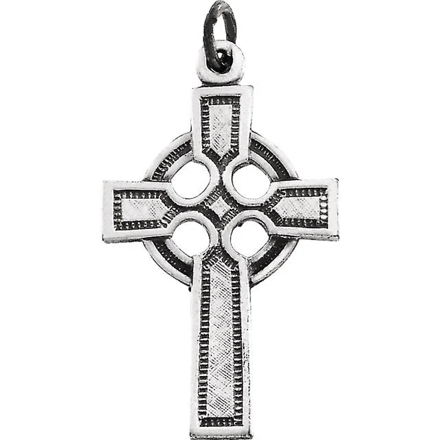 custom pendant necklace for mom -Celtic Cross Pendant in Solid 14 Karat White Gold