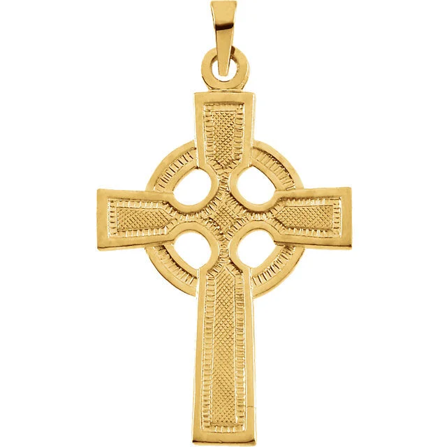 personalized initial pendant necklace silver -Celtic Cross Pendant in Solid 14 Karat Yellow Gold