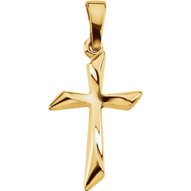 women’s personalized birthstone pendant -Dazzling Holy Cross in Solid 14 Karat Yellow Gold