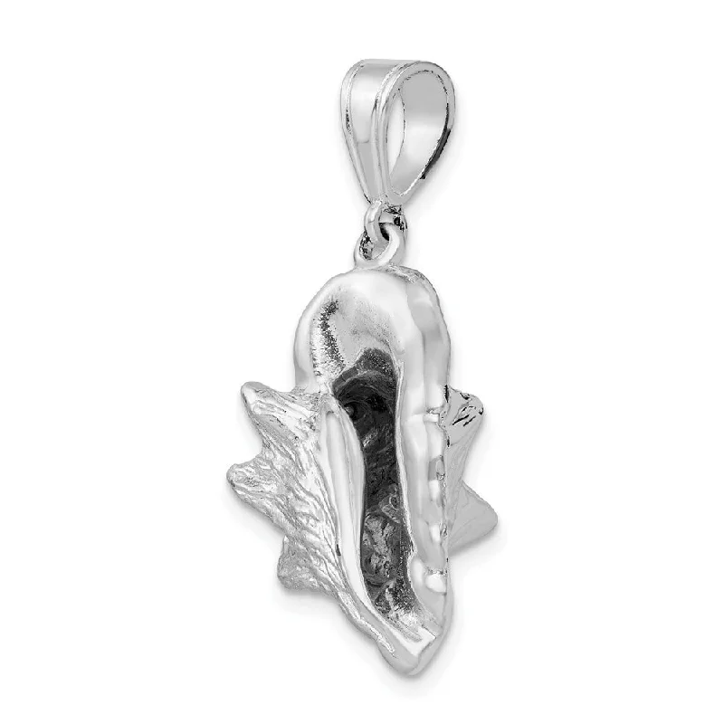 celestial pendant necklace with moonstone -Diamond2Deal 925 Sterling Silver 3D Conch Shell Pendant (L-35.27mm)