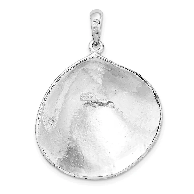 celestial pendant necklace with stars -Diamond2Deal 925 Sterling Silver 3D Large Clam Shell Pendant (L-34.3mm)