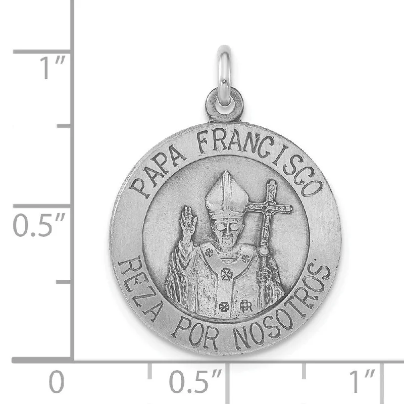 elegant bar pendant necklace silver -Diamond2Deal 925 Sterling Silver Antiqued and Brushed Papa Francisco Medal Pendant